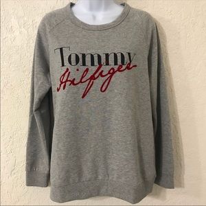 Tommy Hilfiger Logo Pullover Sweatshirt Gray sz M